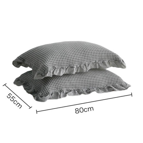 コットン ワッフルフリルピローケース