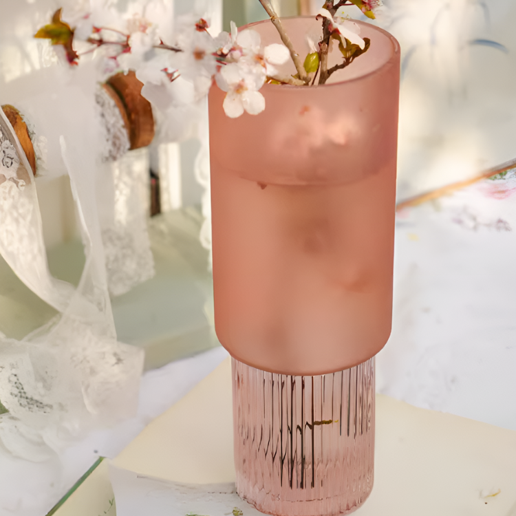 ピンクフロステッドフラワーベース