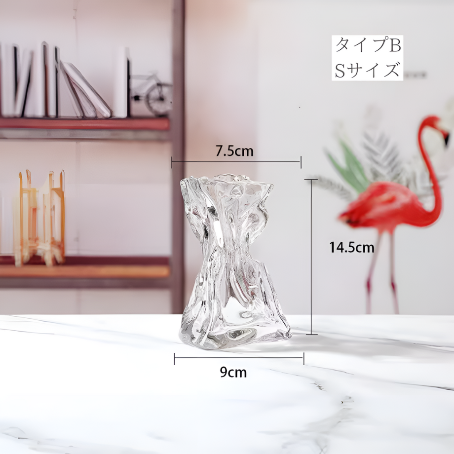 ホワイトガラスウェーブフラワーベース