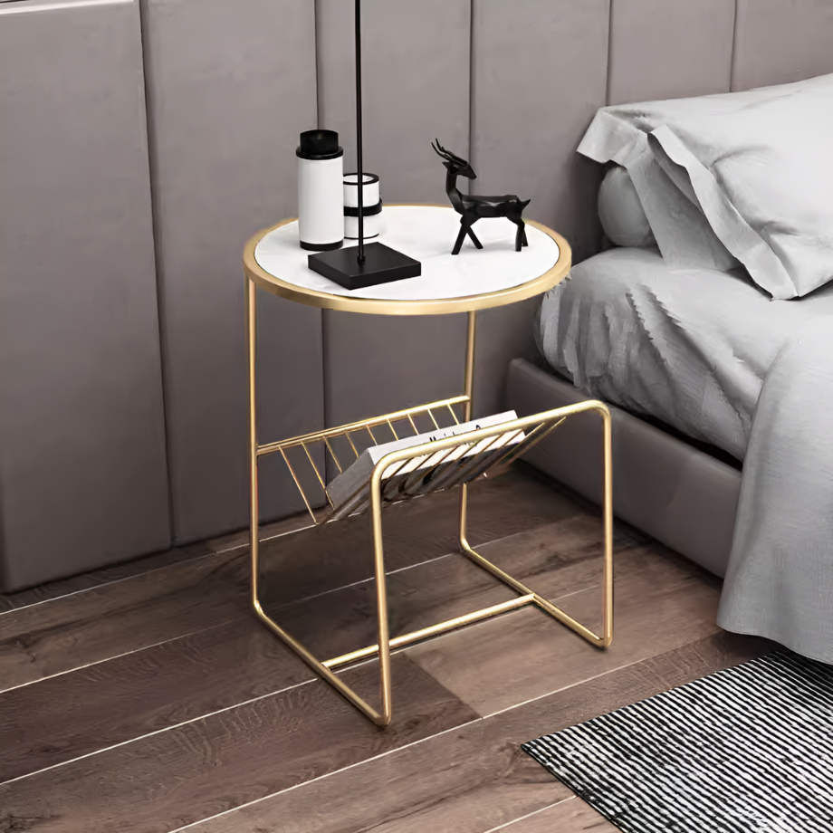 ライトラグジュアリーゴールドソファサイドテーブル