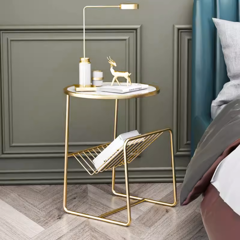 ライトラグジュアリーゴールドソファサイドテーブル