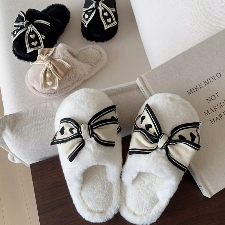 クラシックリボンボアスリッパ