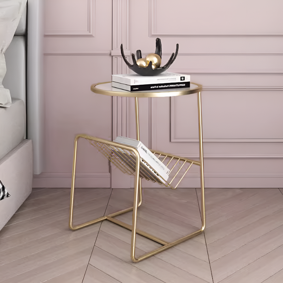 ライトラグジュアリーゴールドソファサイドテーブル