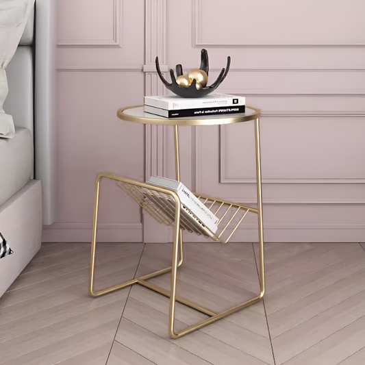 ライトラグジュアリーゴールドソファサイドテーブル