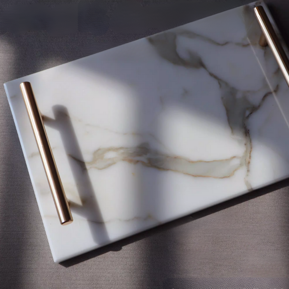 大理石モダンジュエリーゴールドバートレイ