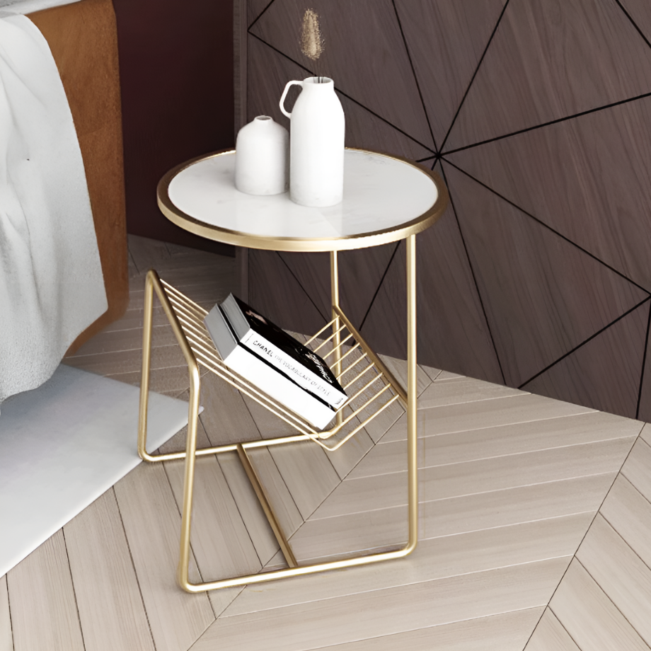 ライトラグジュアリーゴールドソファサイドテーブル