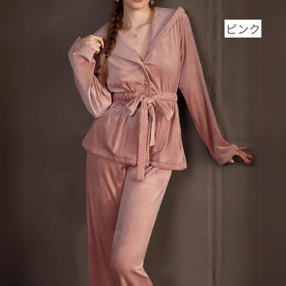 フェミニンベロアバスルームウェア