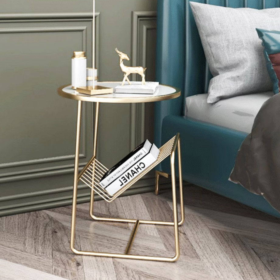 ライトラグジュアリーゴールドソファサイドテーブル