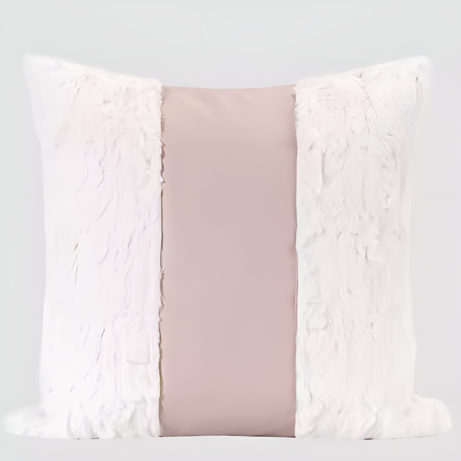ラグジュアリーピンクホワイトクッションカバー