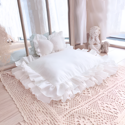 スクエアレースリボンペットベッド