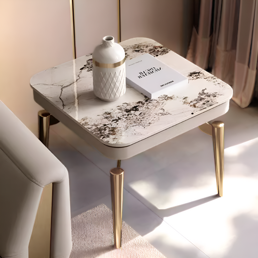 大理石シャンパンゴールドソファサイドテーブル