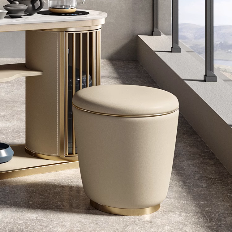 モダンレザーラウンドスツール