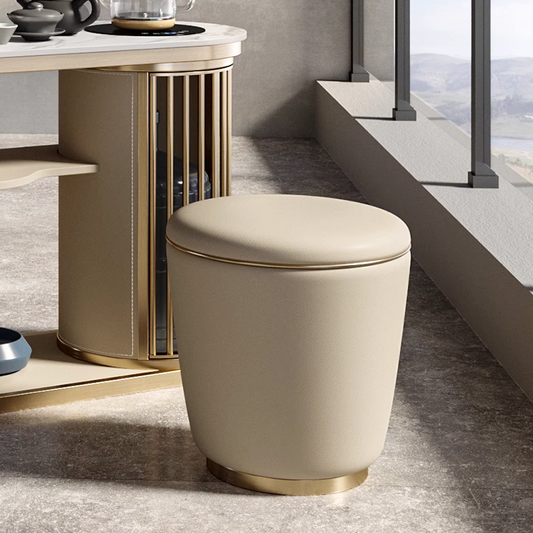 モダンレザーラウンドスツール