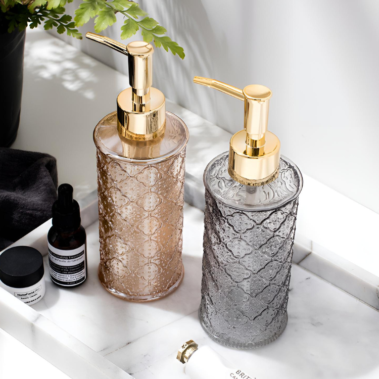 北欧風レトロガラスソープボトル