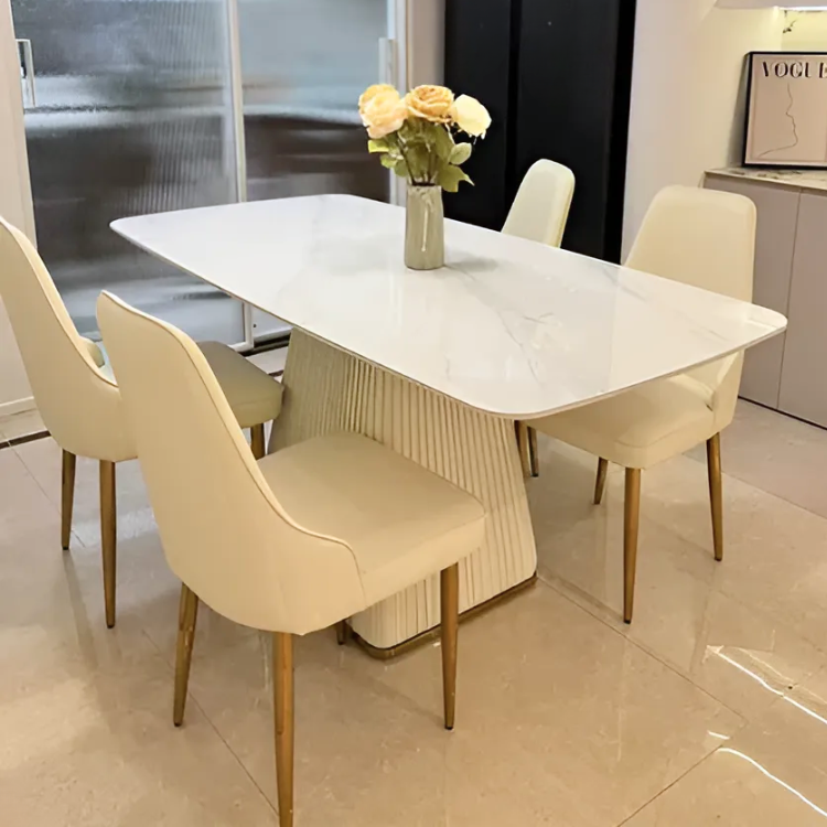 ラグジュアリーライトスクエアダイニングセット