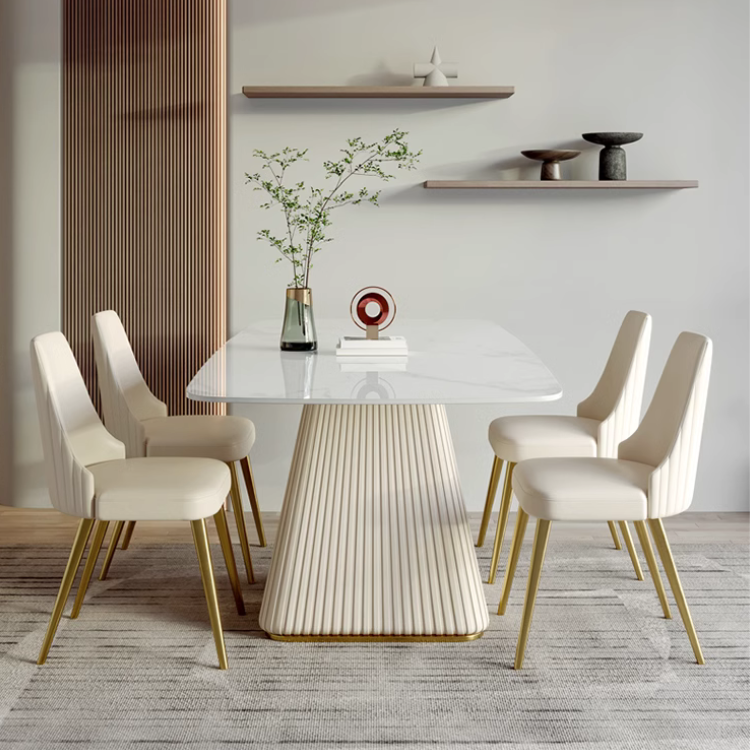 ラグジュアリーライトスクエアダイニングセット