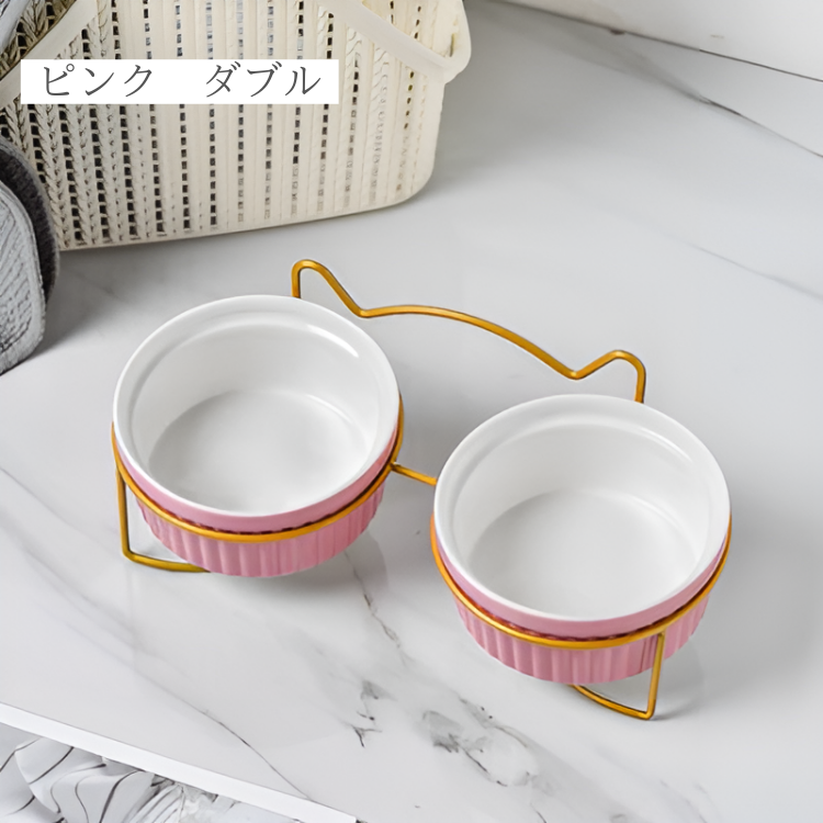 猫耳デザインフェミニンペットフードボウル