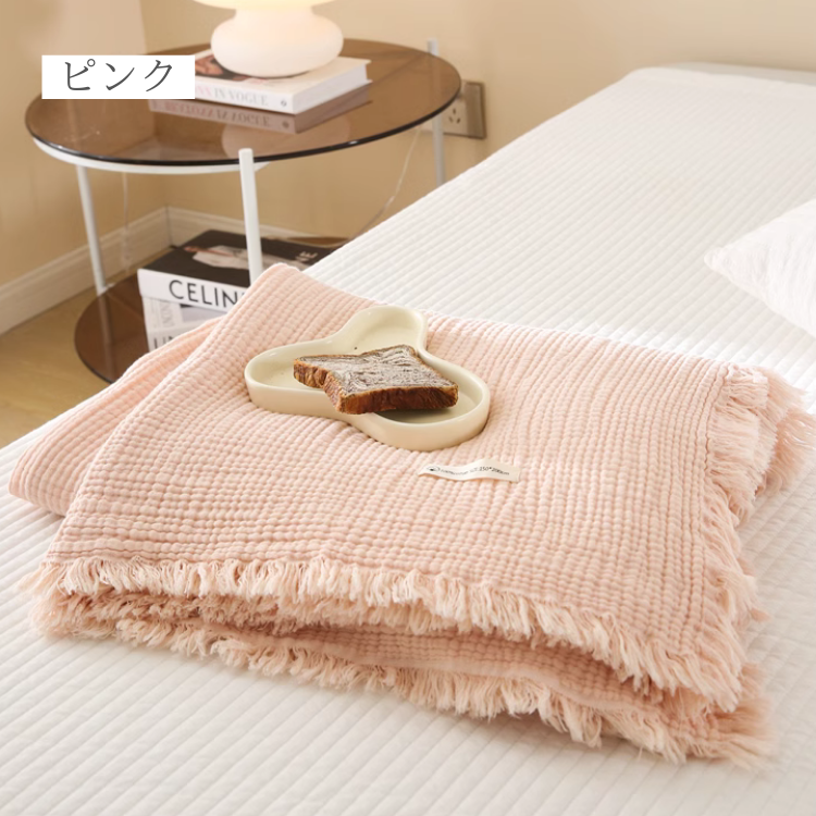 フリンジ付きナチュラルガーゼケット　