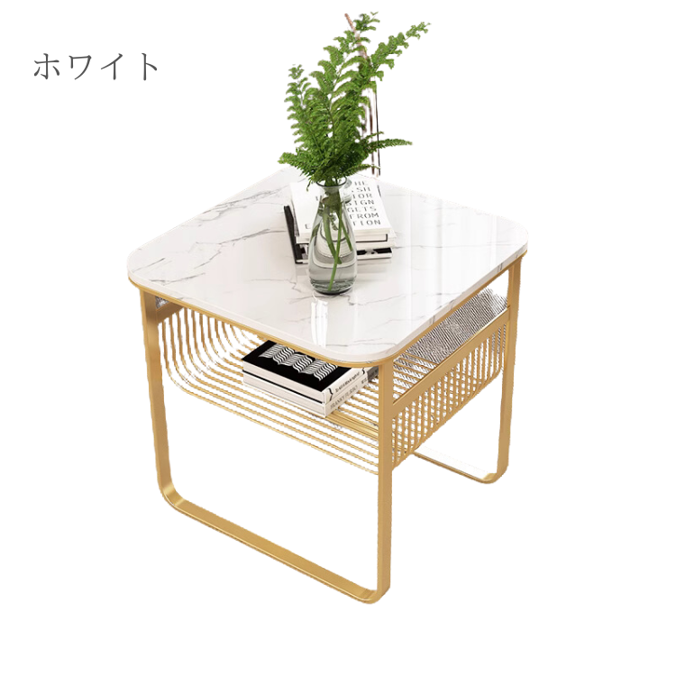 マーブル調スクエアコンパクトテーブル
