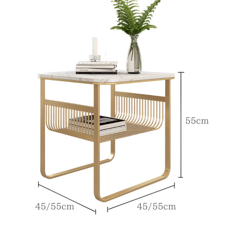マーブル調スクエアコンパクトテーブル