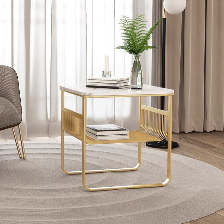 マーブル調スクエアコンパクトテーブル