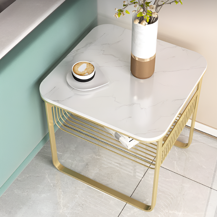 マーブル調スクエアコンパクトテーブル