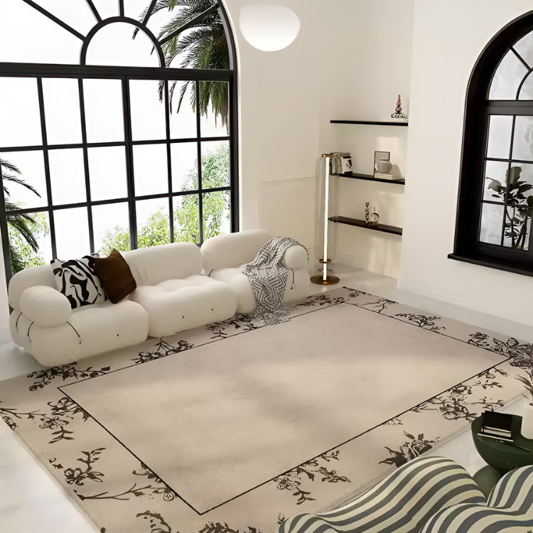 フレンチクリームボタニカルラグ