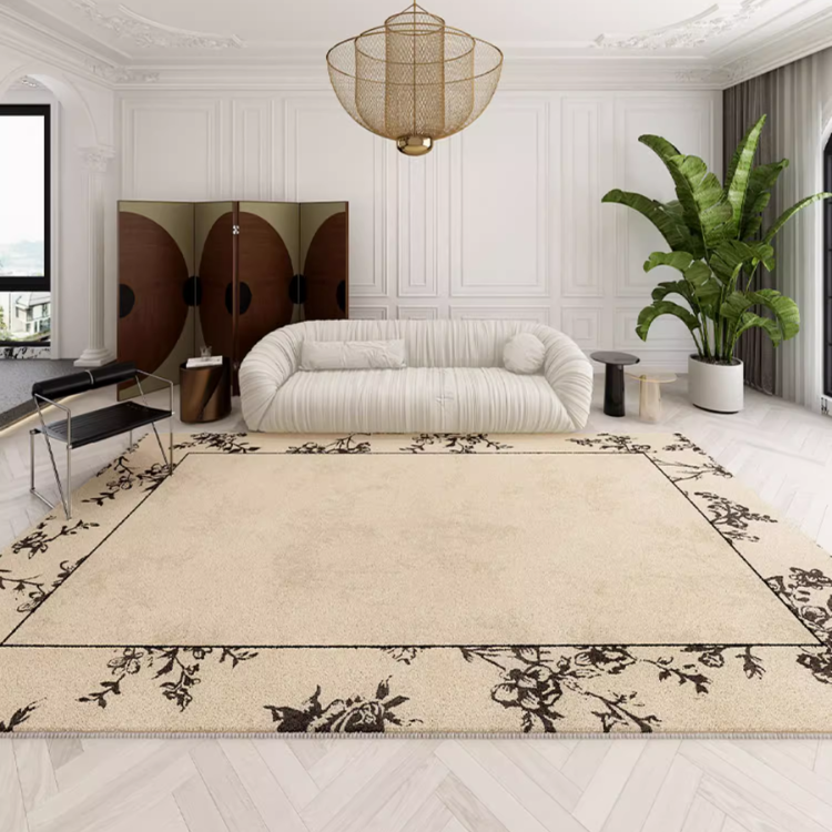 フレンチクリームボタニカルラグ