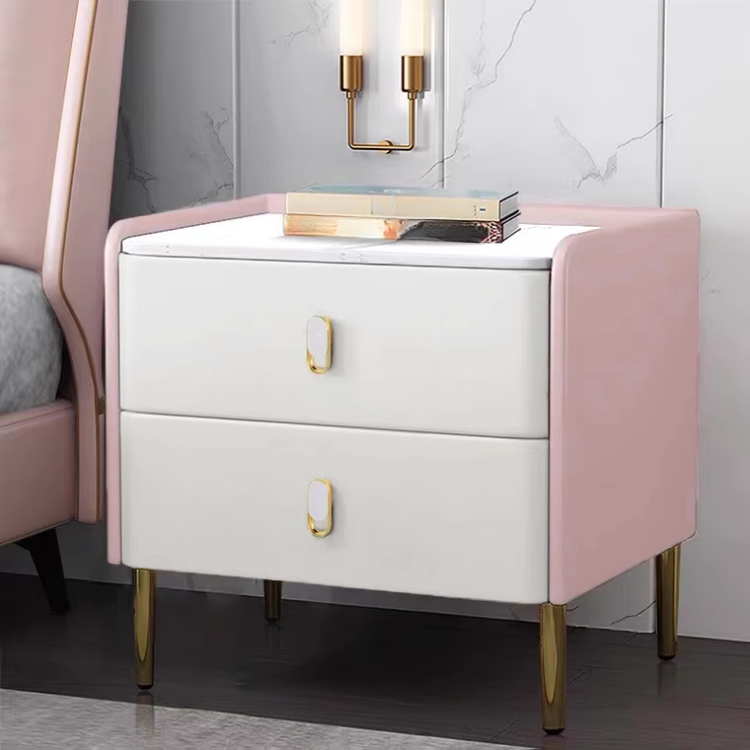 スイートマーブル調ベッドサイドキャビネット