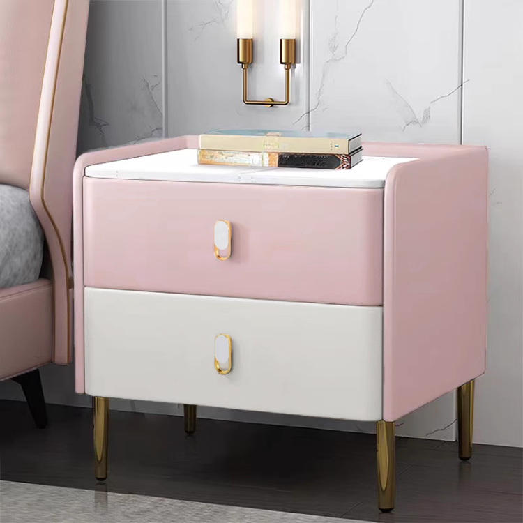 スイートマーブル調ベッドサイドキャビネット