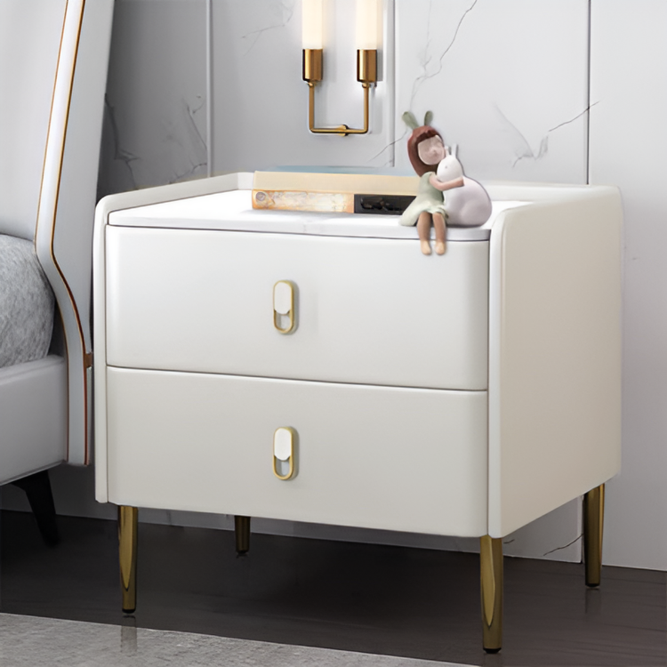 スイートマーブル調ベッドサイドキャビネット