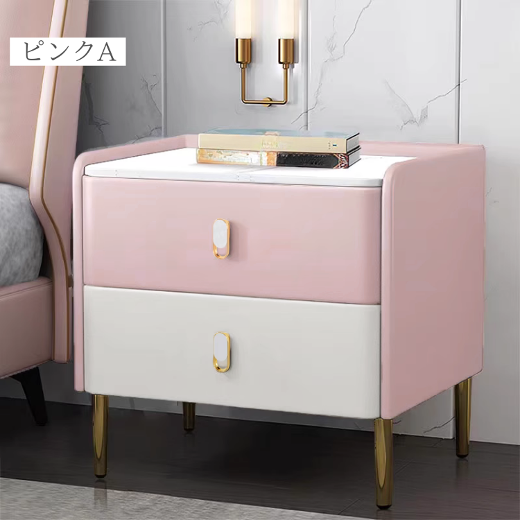 スイートマーブル調ベッドサイドキャビネット