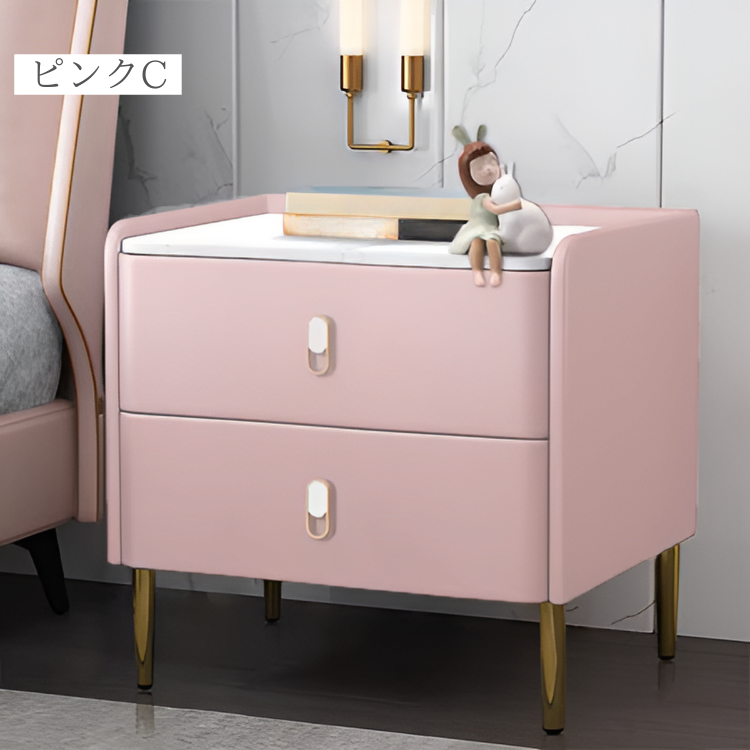 スイートマーブル調ベッドサイドキャビネット