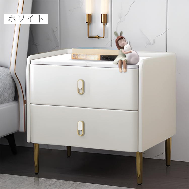 スイートマーブル調ベッドサイドキャビネット