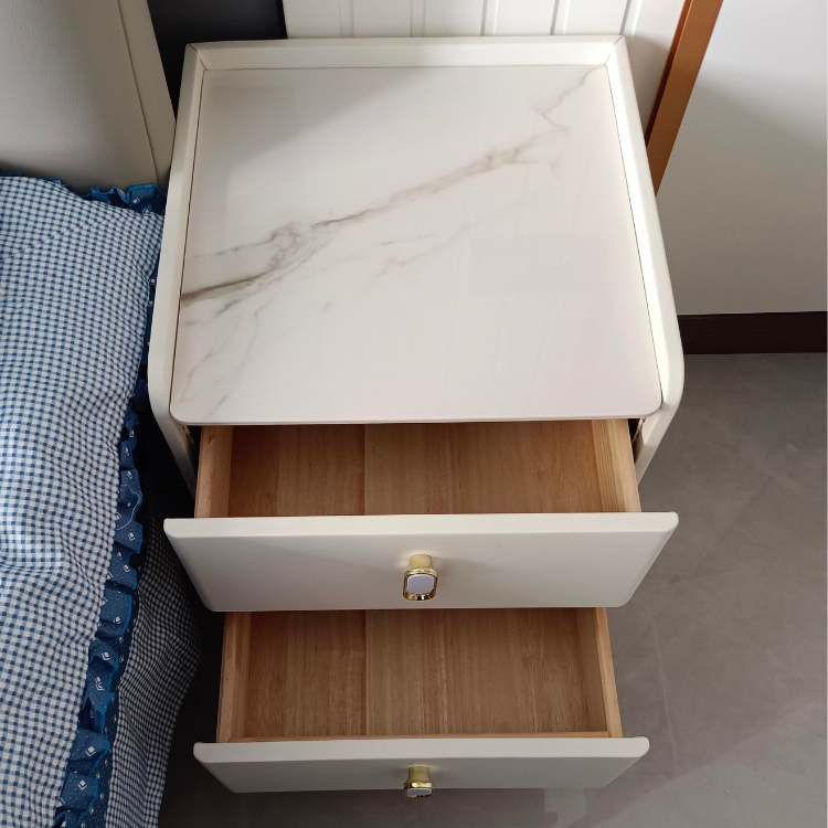 スイートマーブル調ベッドサイドキャビネット