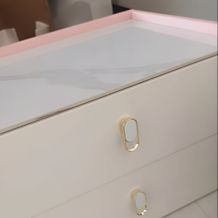 スイートマーブル調ベッドサイドキャビネット