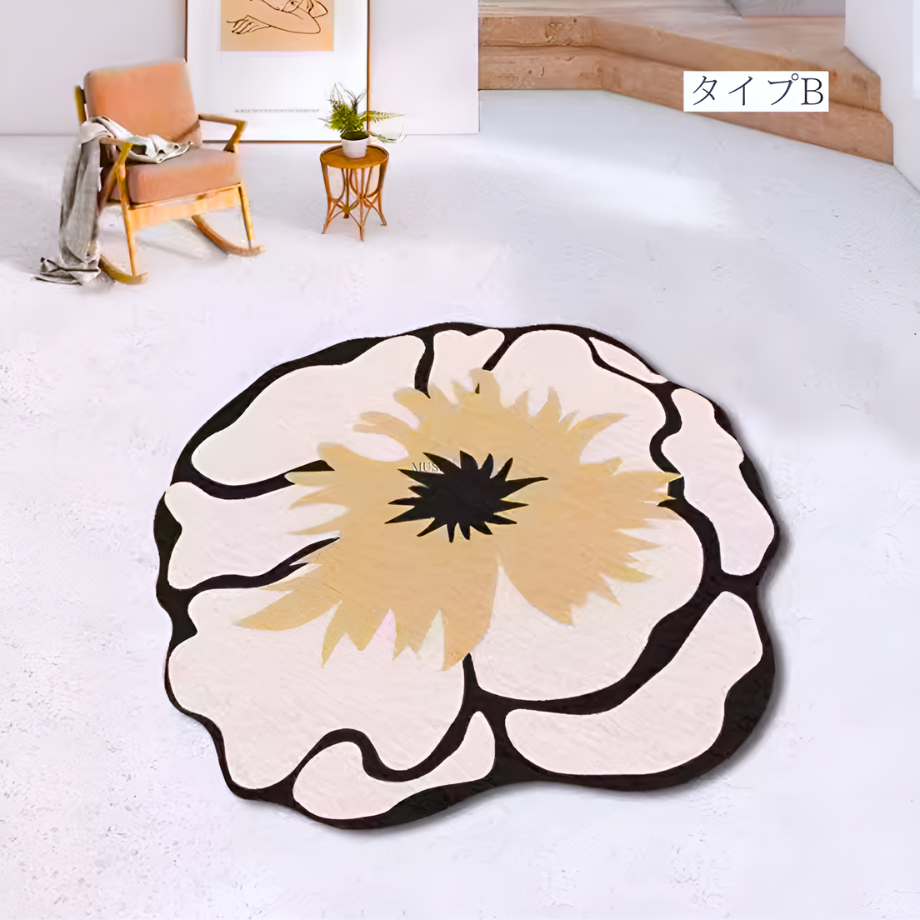 ハイエンドラグジュアリーフラワーラウンドラグ