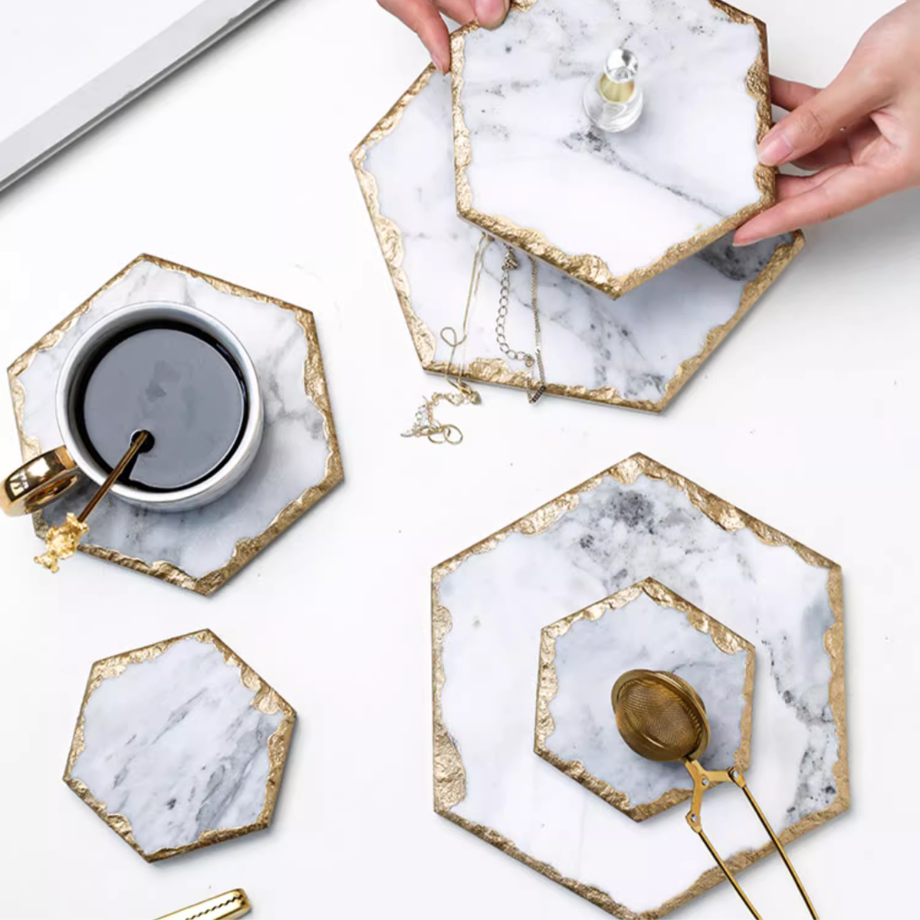 大理石ゴールドエッジジュエリーマット
