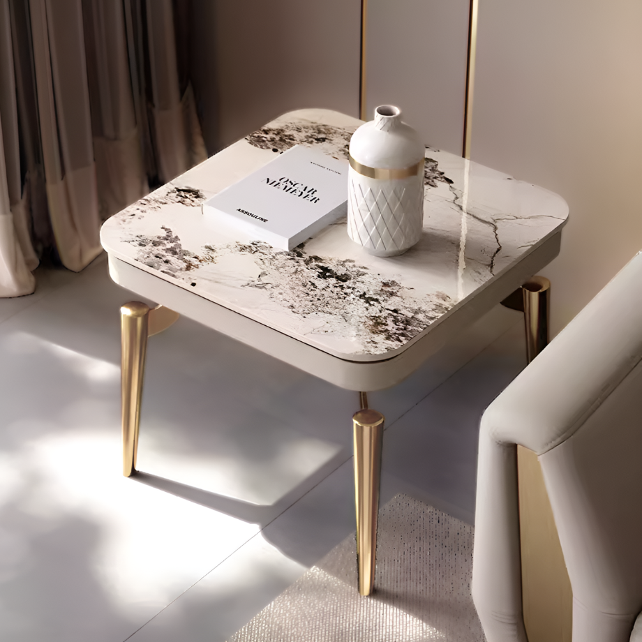 大理石シャンパンゴールドソファサイドテーブル