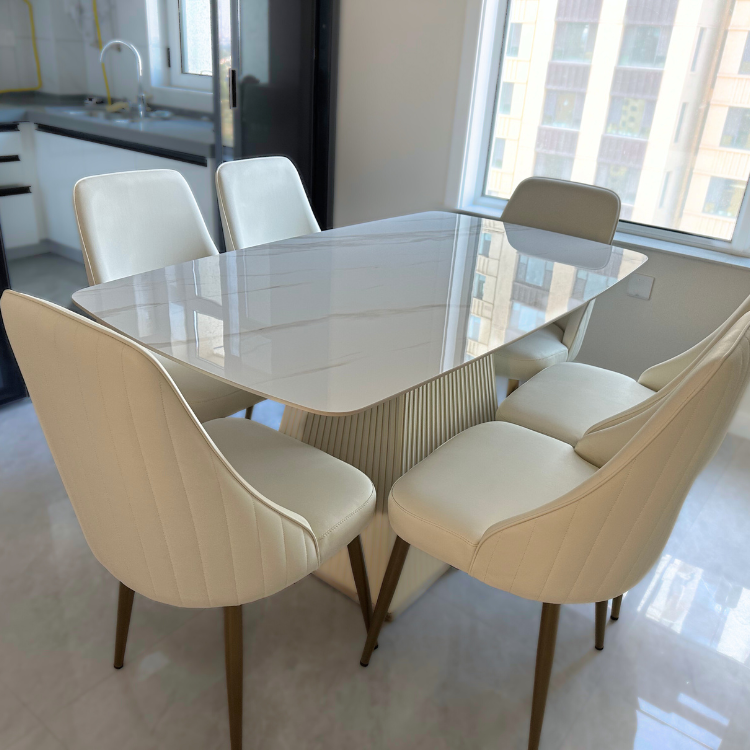 ラグジュアリーライトスクエアダイニングセット