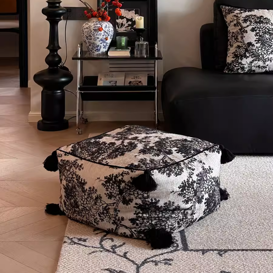 和モダンスクエアタッセルクッション