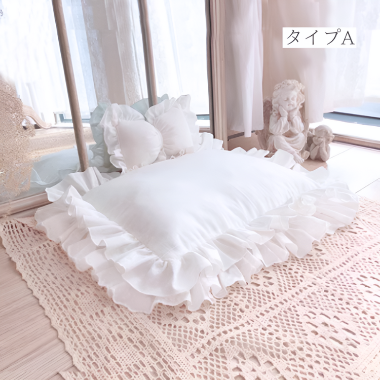 スクエアレースリボンペットベッド