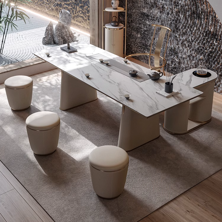 モダンレザーラウンドスツール