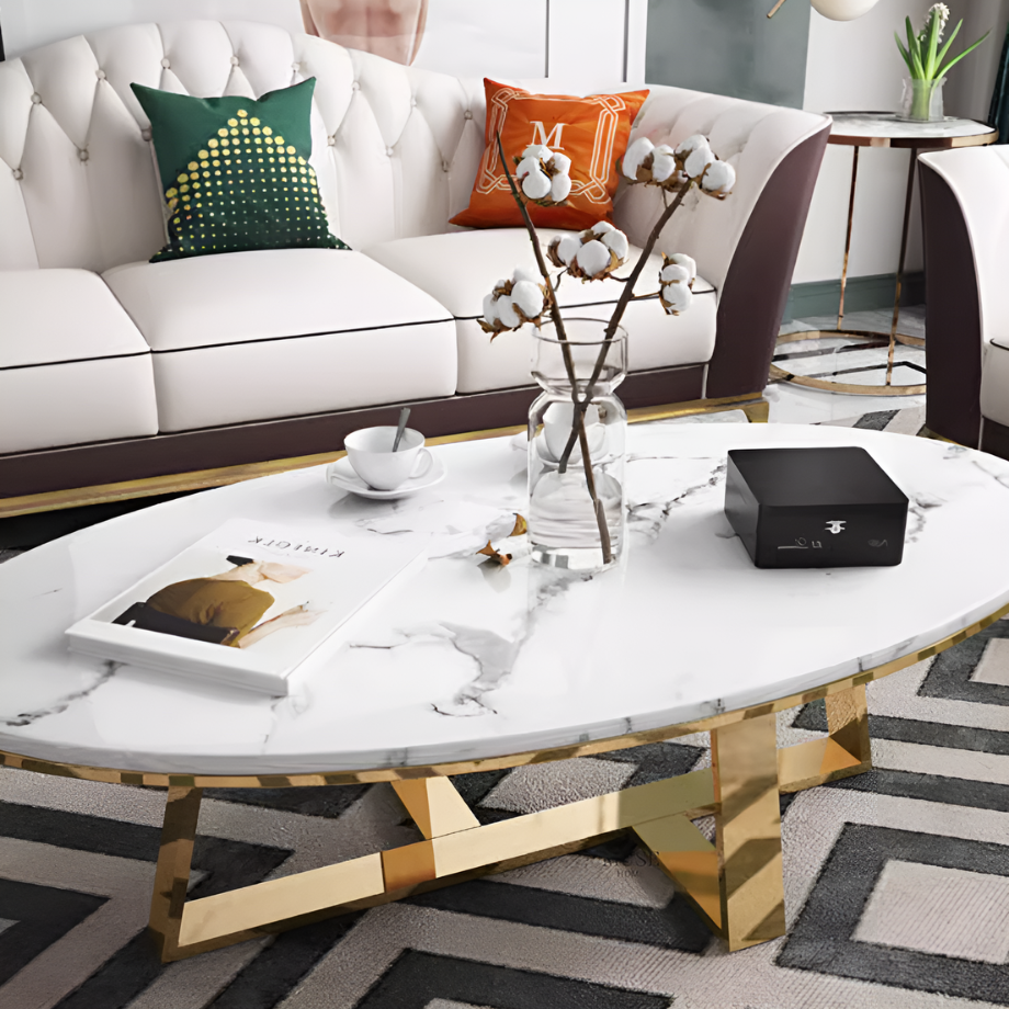 ノルディックステンレスゴールドオーバルティテーブル