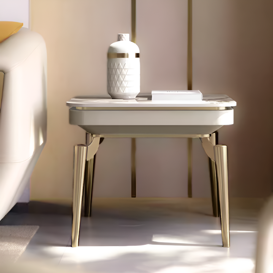 大理石シャンパンゴールドソファサイドテーブル