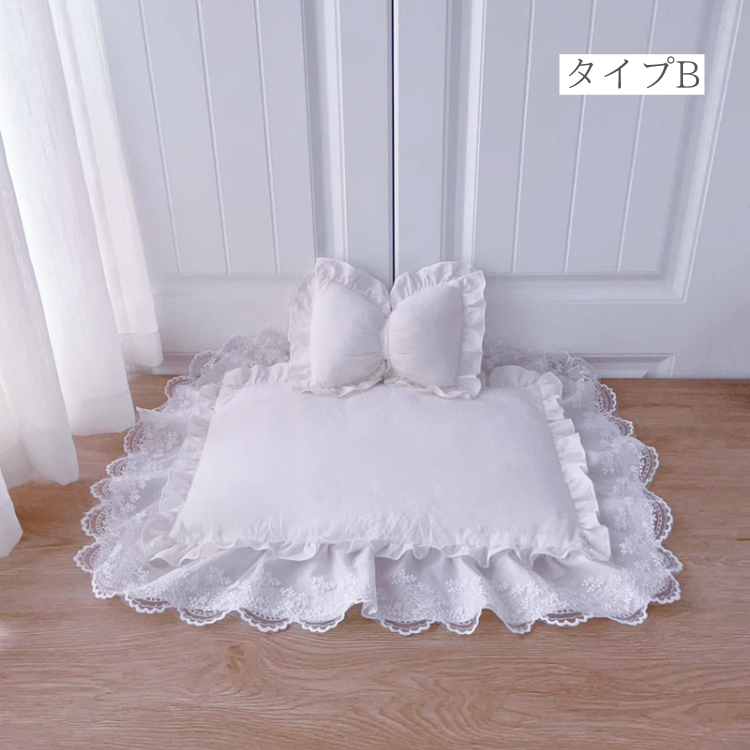 スクエアレースリボンペットベッド