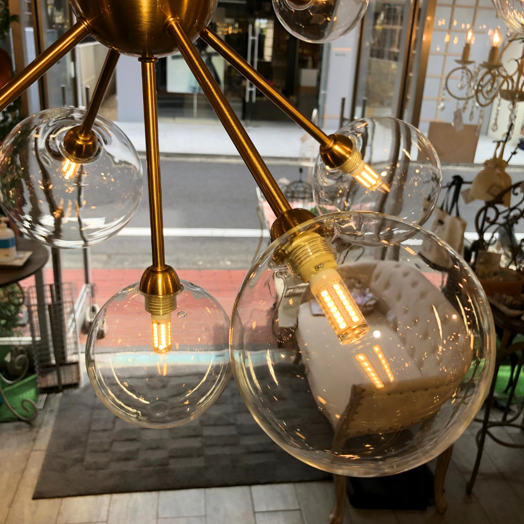 【即納】クリアガラスボールペンダントライト