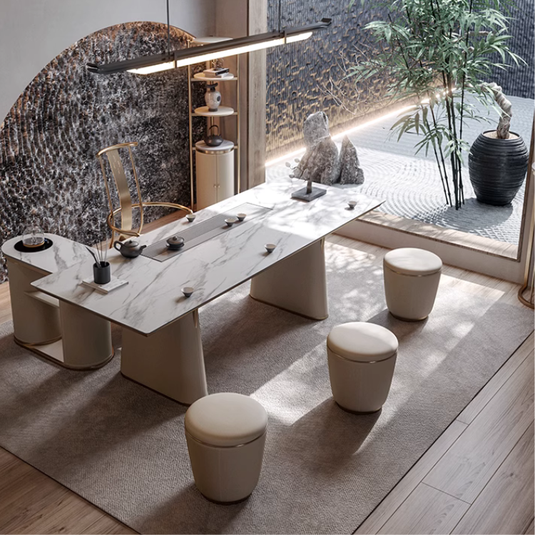 モダンレザーラウンドスツール