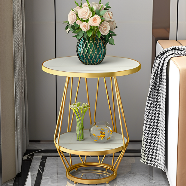 大理石調ラウンドマルチテーブル