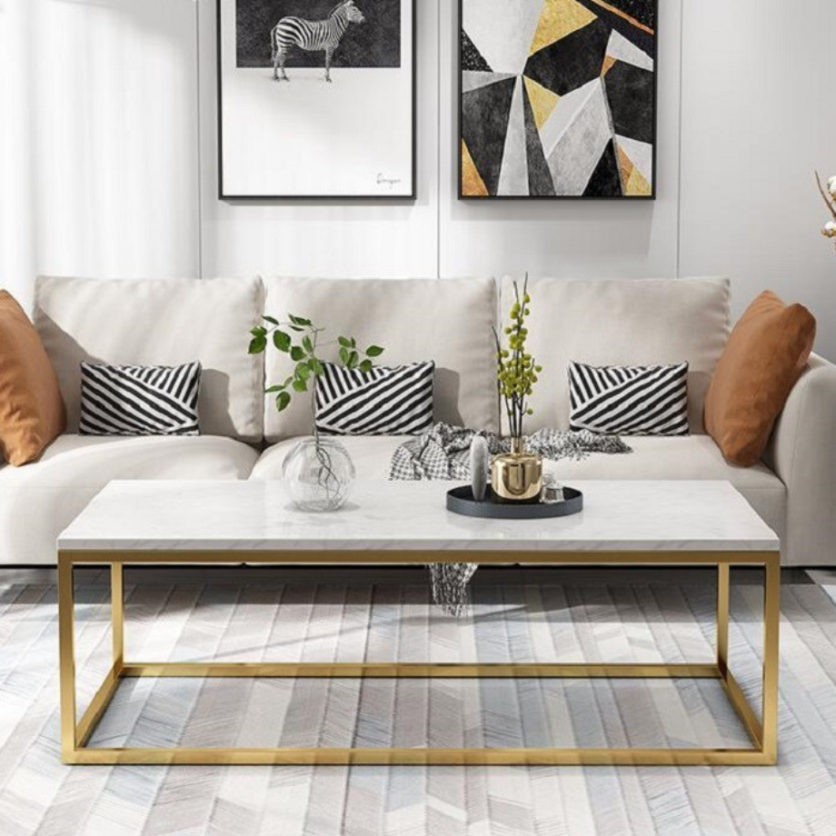 大理石調ノルディックコーヒーテーブル